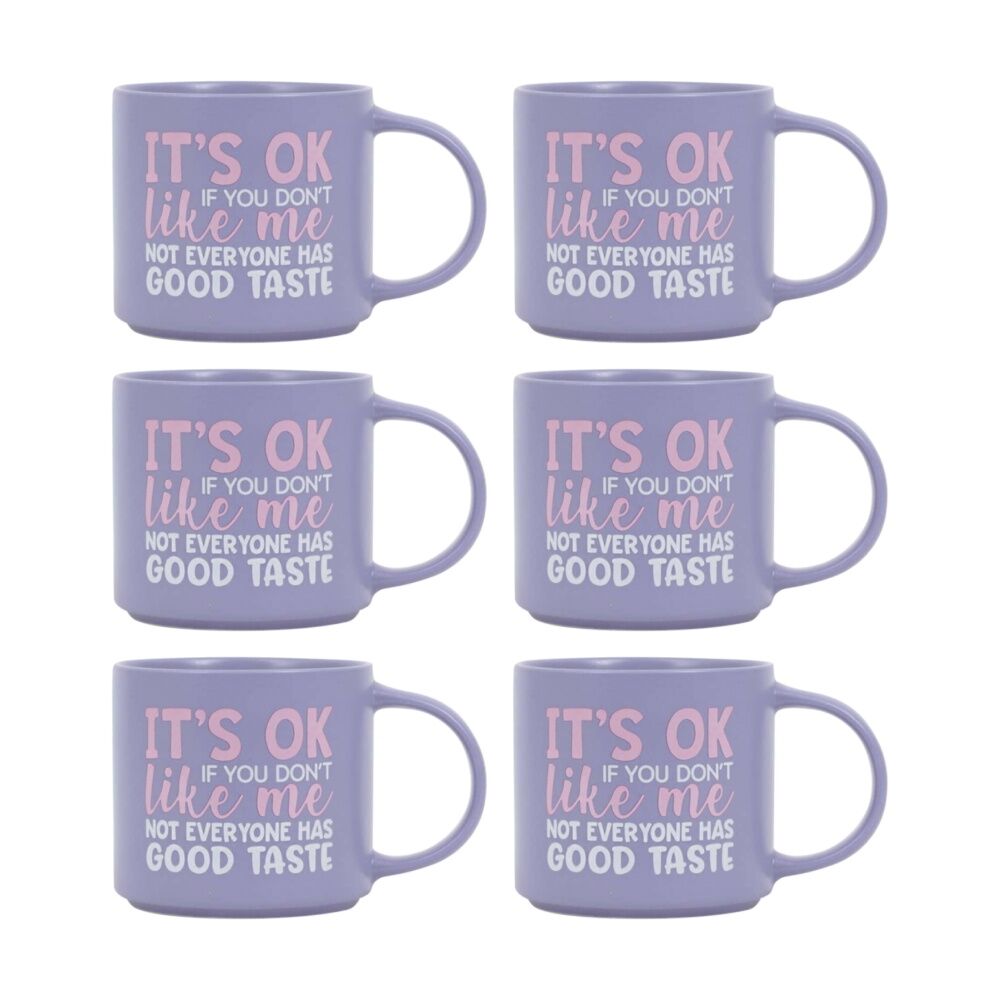 6PK Cheeky Mugs Good Taste Ceramic Mug Dishwasher Safe Purple 390ml