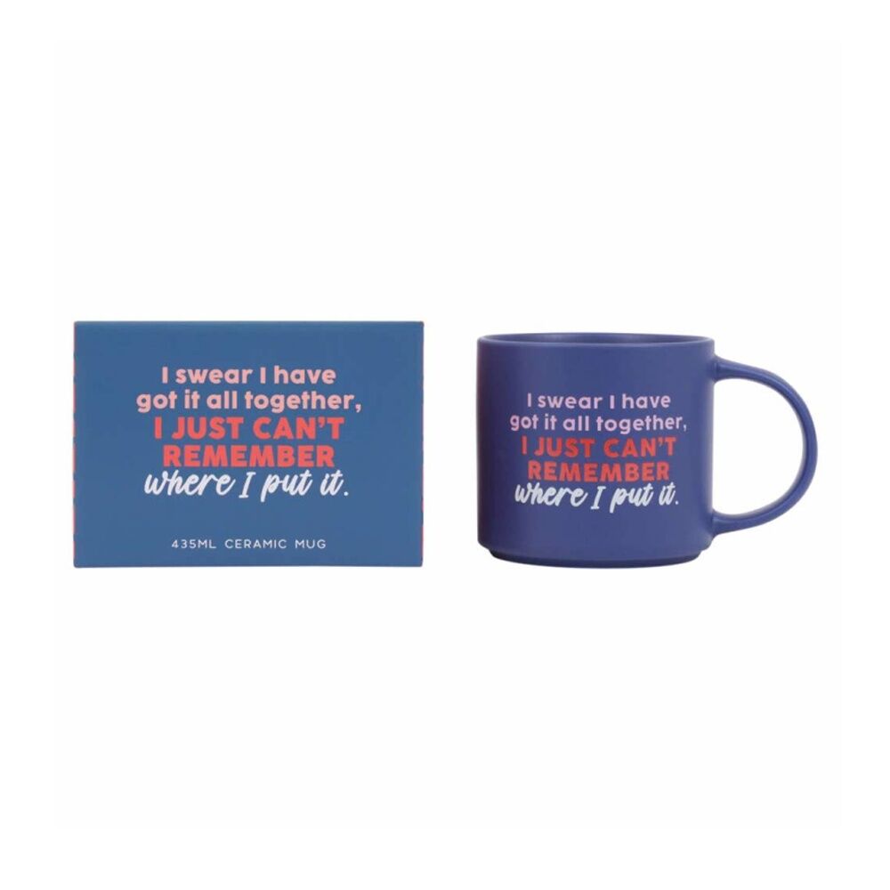 6PK Cheeky Mugs Remember Ceramic Mug Dishwasher Safe Dark Blue 390ml