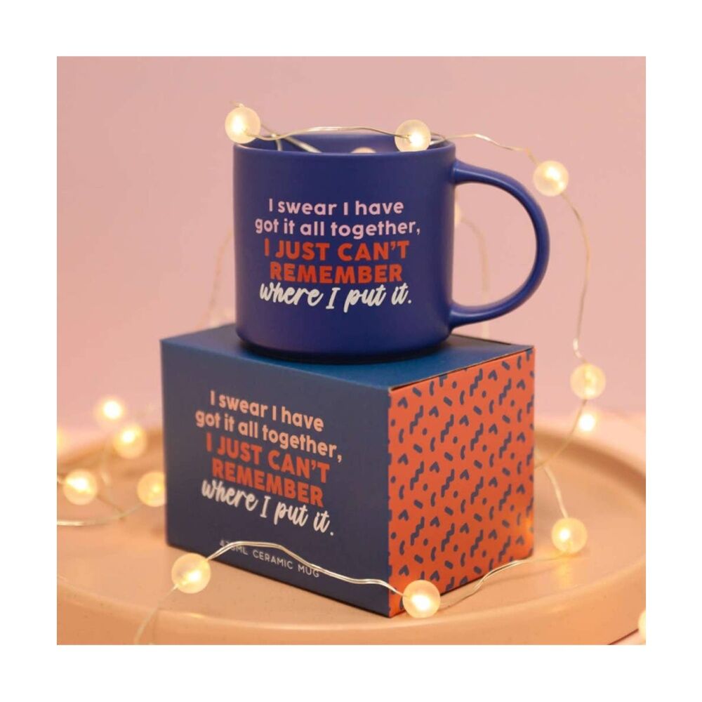 6PK Cheeky Mugs Remember Ceramic Mug Dishwasher Safe Dark Blue 390ml