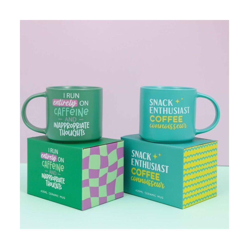 3PK Cheeky Mugs Caffeine Ceramic Mug Dishwasher Safe Green 390ml