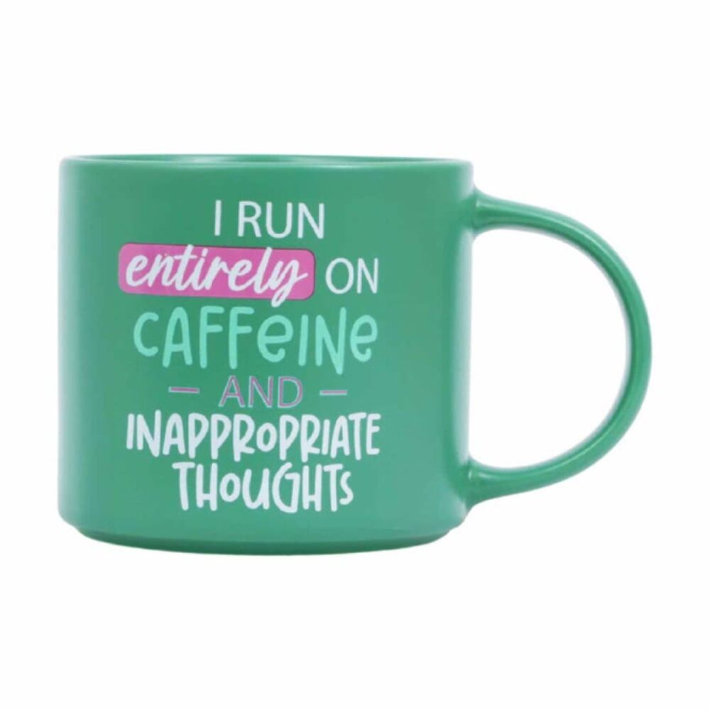 3PK Cheeky Mugs Caffeine Ceramic Mug Dishwasher Safe Green 390ml
