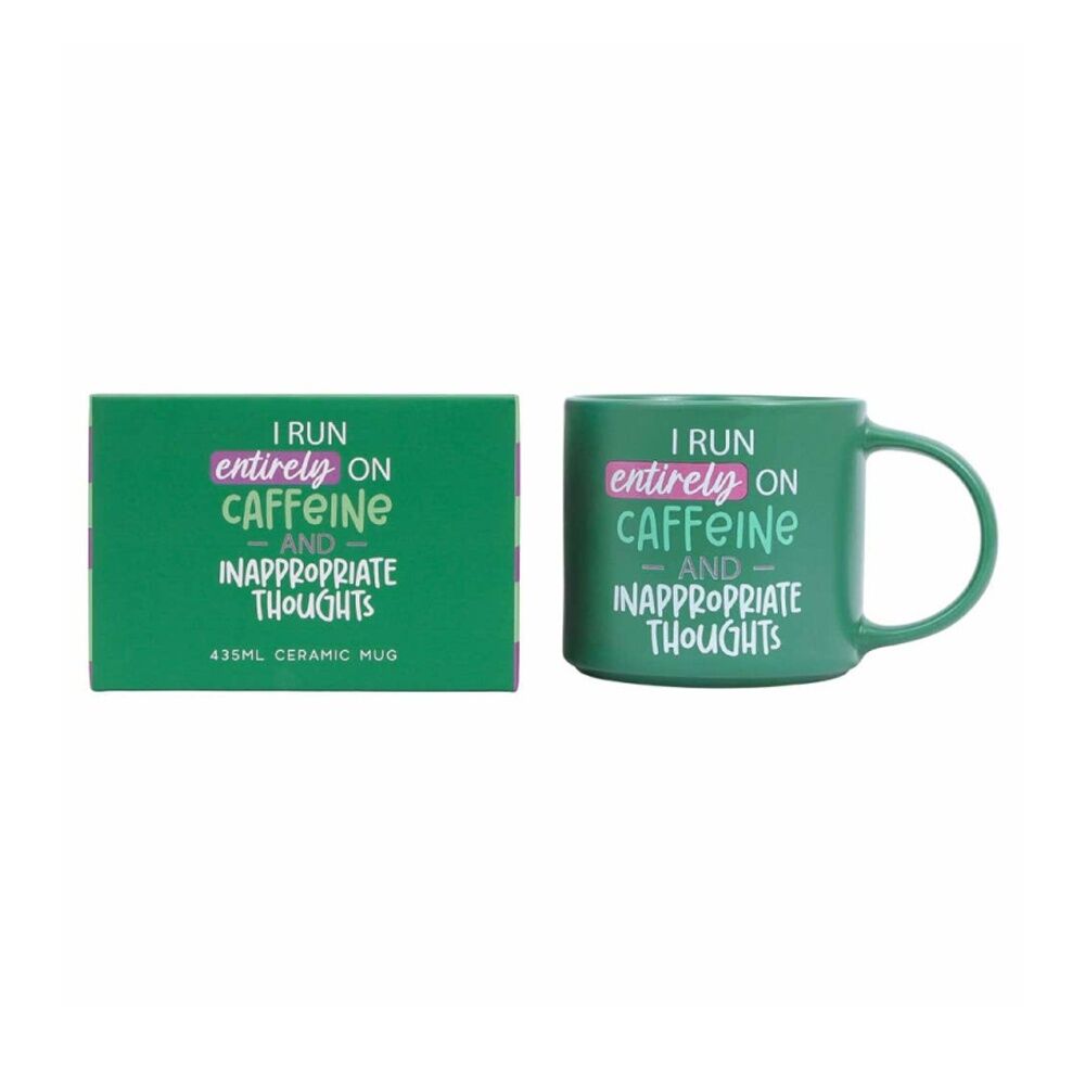 3PK Cheeky Mugs Caffeine Ceramic Mug Dishwasher Safe Green 390ml