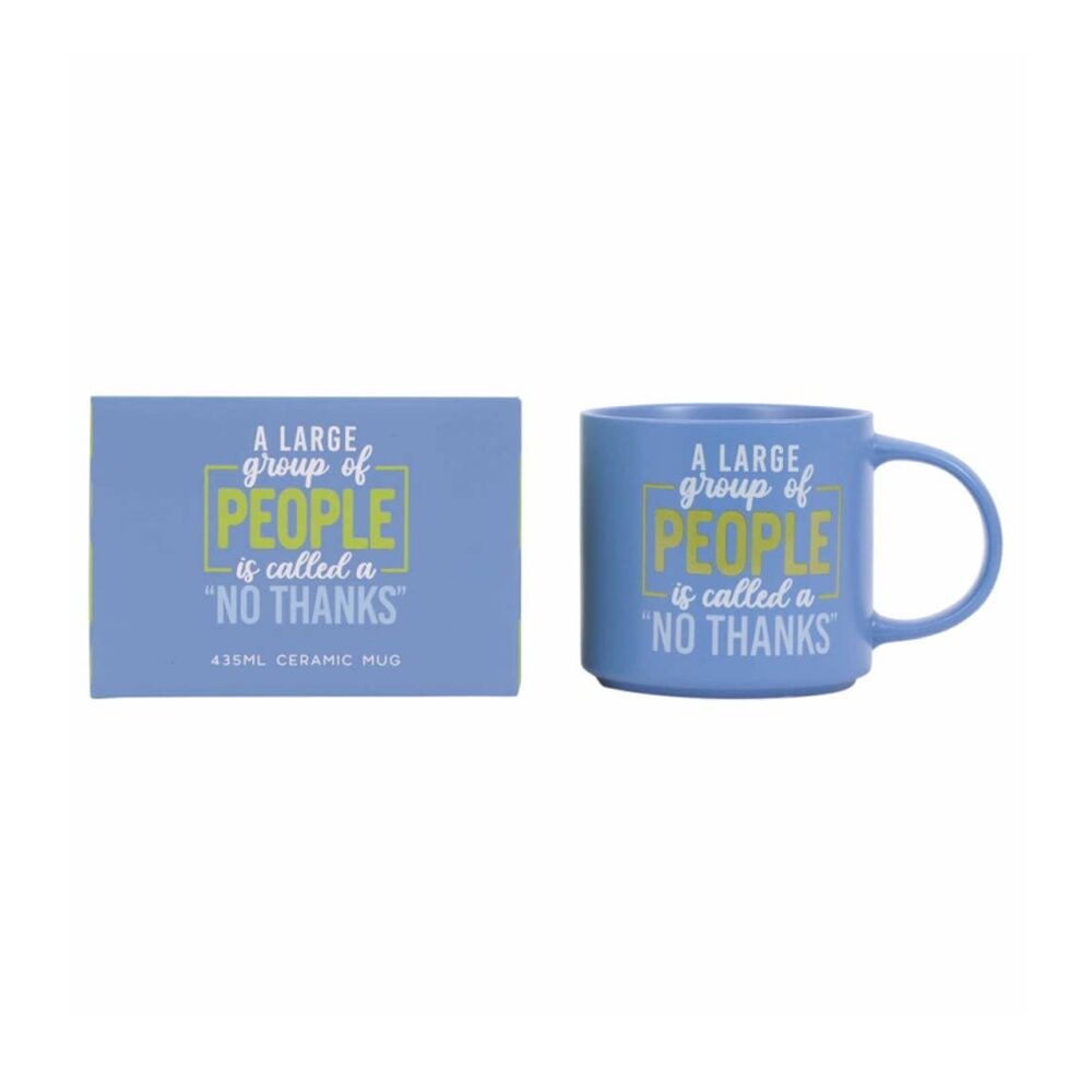 Cheeky Mugs No Thanks Ceramic Mug Dishwasher Safe Blue 390ml