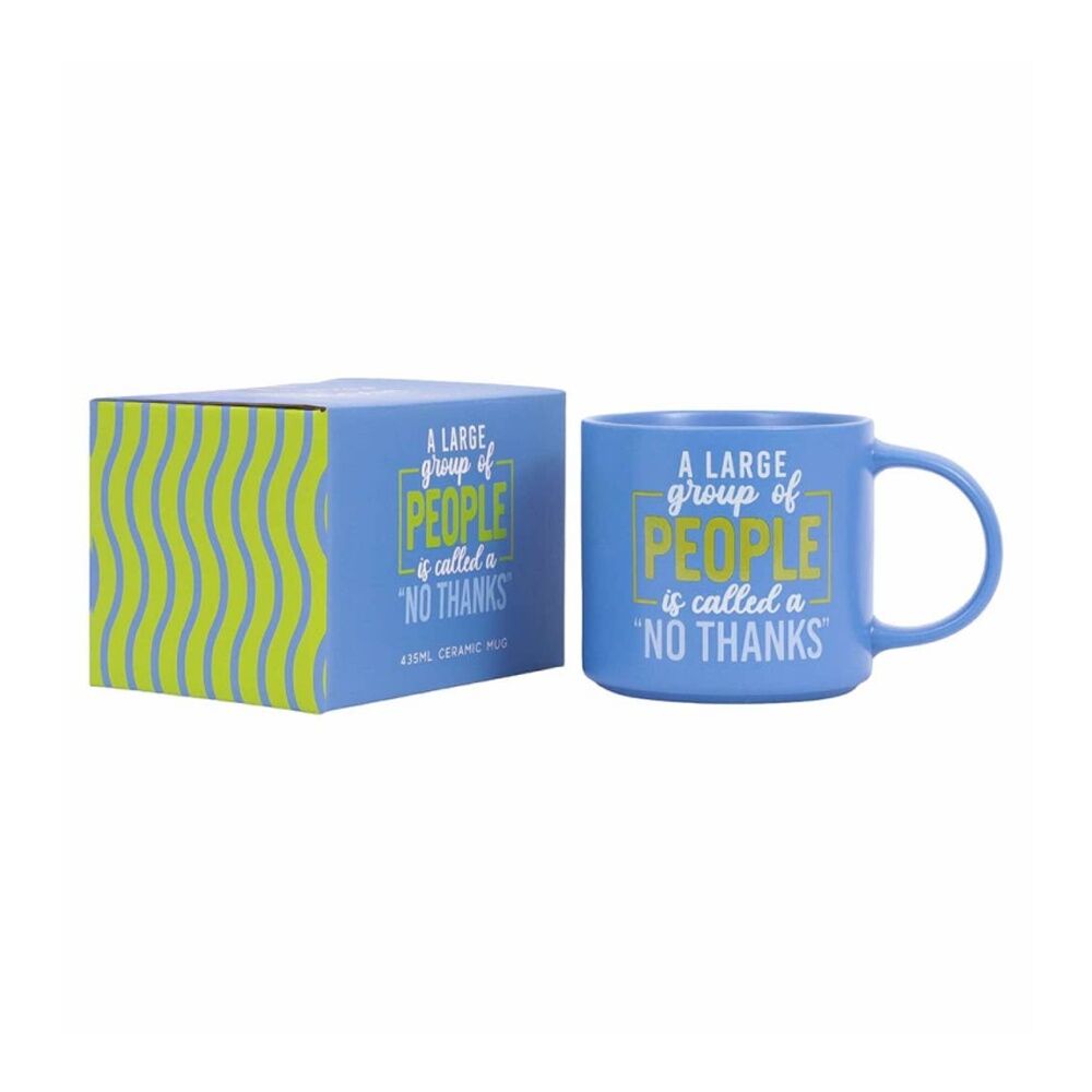 6PK Cheeky Mugs No Thanks Ceramic Mug Dishwasher Safe Blue 390ml