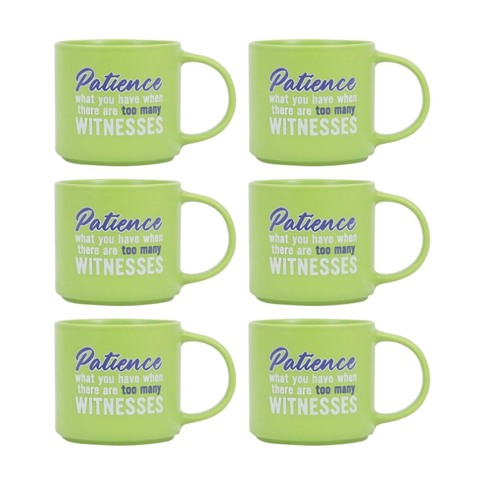 6PK Cheeky Mugs Patience Ceramic Mug Dishwasher Safe Green 390ml