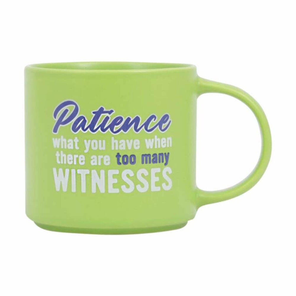 6PK Cheeky Mugs Patience Ceramic Mug Dishwasher Safe Green 390ml