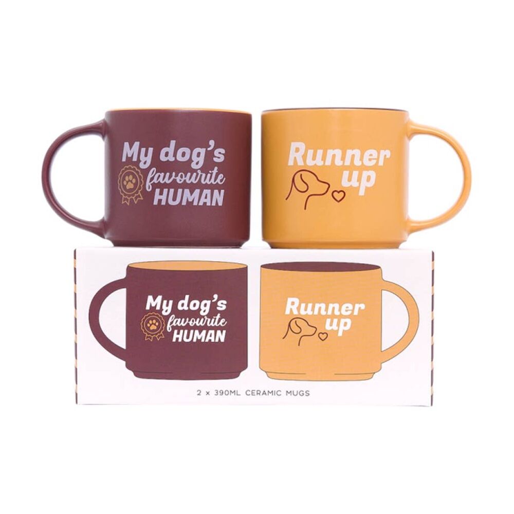 2x 2pc Cheeky Favourite Human Mugs Ceramic Mug Set Red Orange 390ml