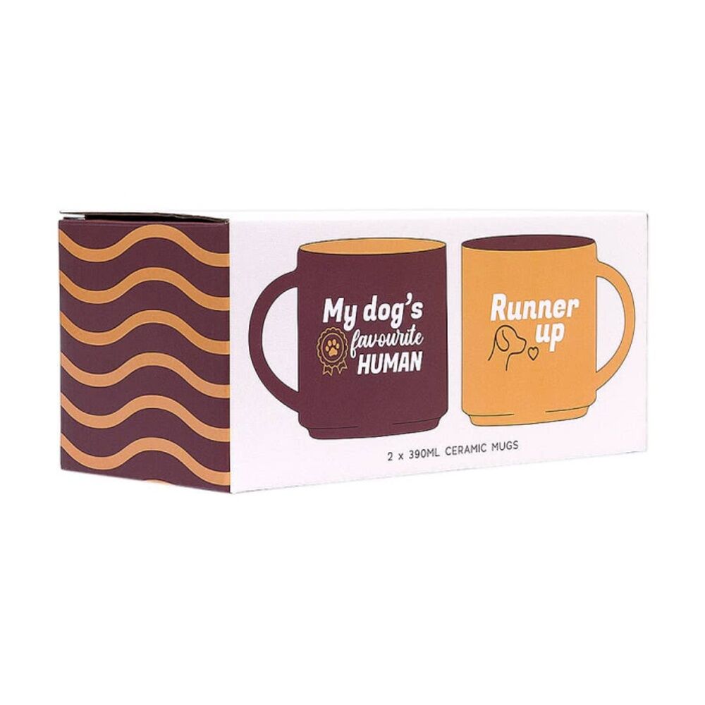 2x 2pc Cheeky Favourite Human Mugs Ceramic Mug Set Red Orange 390ml