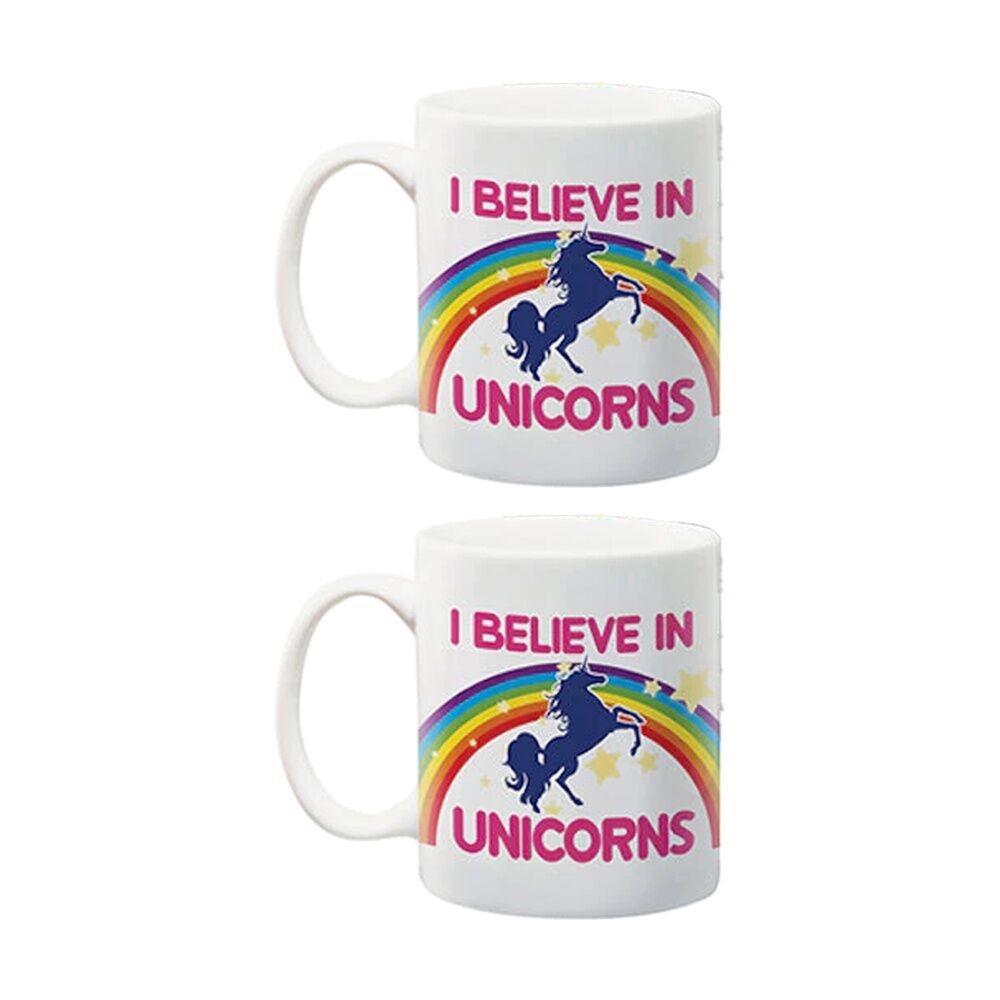 2x Aquarius I Believe In Unicorns Dishwasher Microwave Safe Jumbo Mug Rainbow