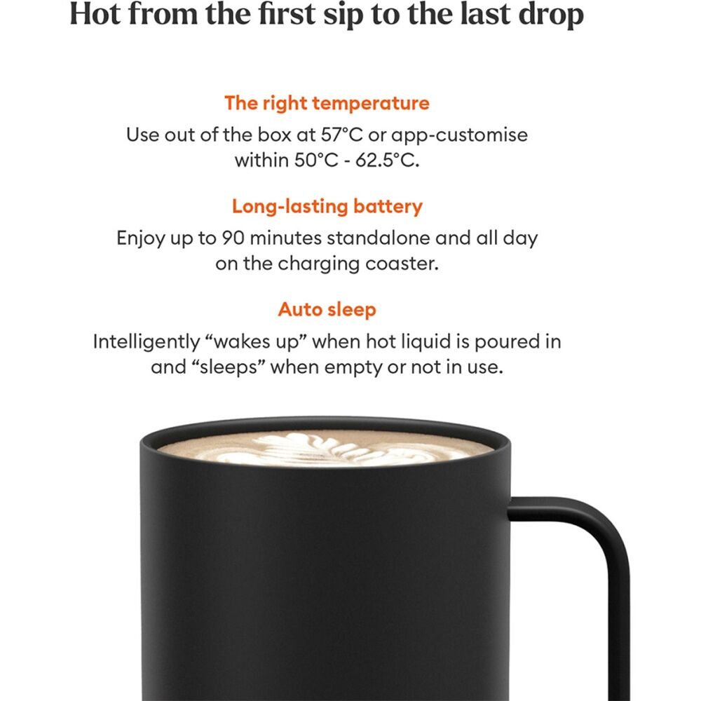 Ember Electric Insulated Smart Mug Cup W/ Charging Coaster 295mL Black