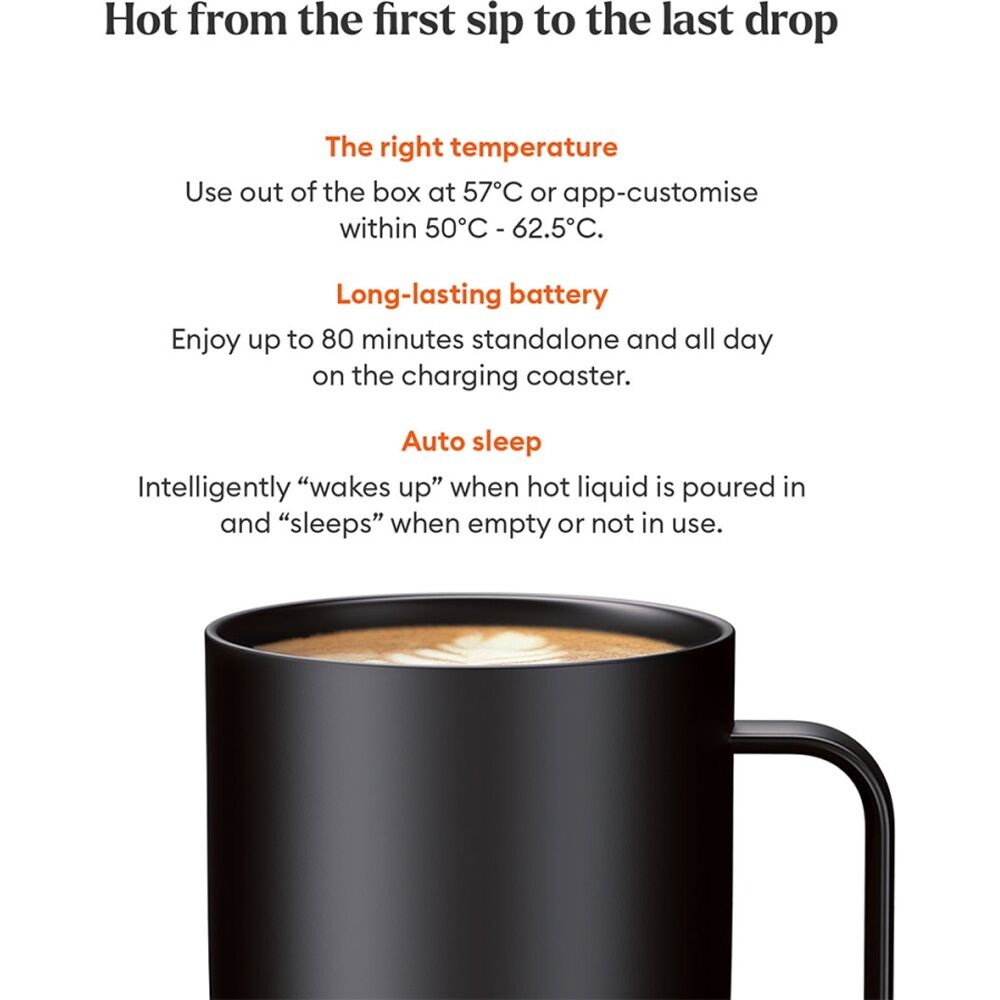 Ember Electric Insulated Smart Mug Cup W/ Charging Coaster 414mL Black