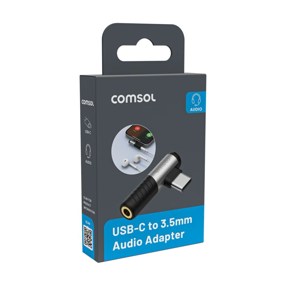 4PK Comsol USB-C To 3.5mm Right Angle Digital Analog Audio Adapter Black