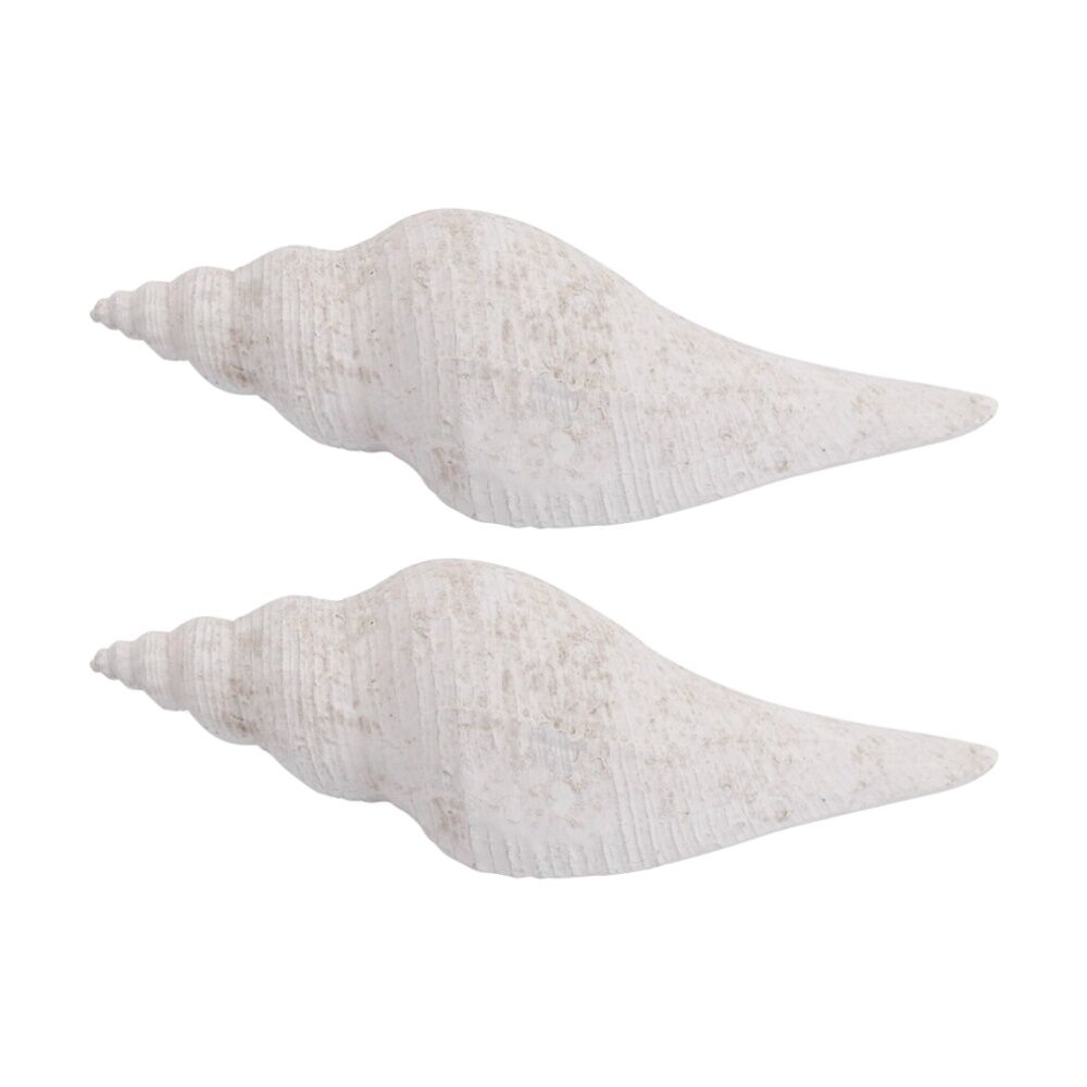 2PK LVD Conch Shell Washed Resin Sea Statue Indoor/Outdoor Decor 27.5x9x8cm