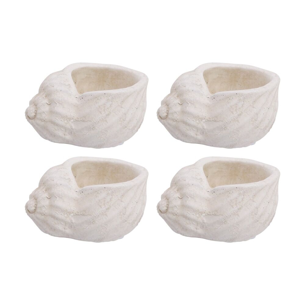 4PK LVD Rustic Conch Shell Cement Planter Garden & Outdoor Decor 15x11x7.5cm