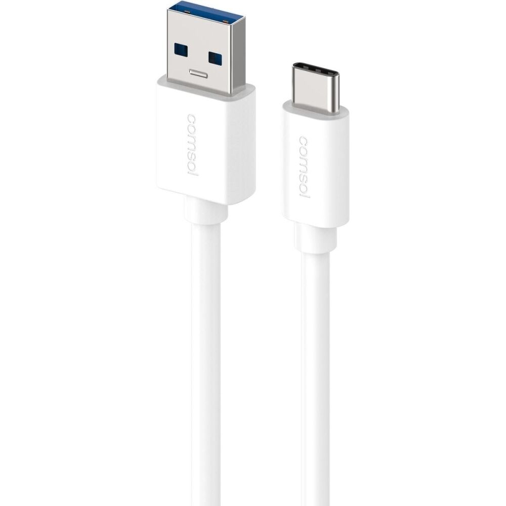 2PK Comsol USB-A To USB-C High-Speed Data Transfer 5Gbps Charge Cable White 1.2m