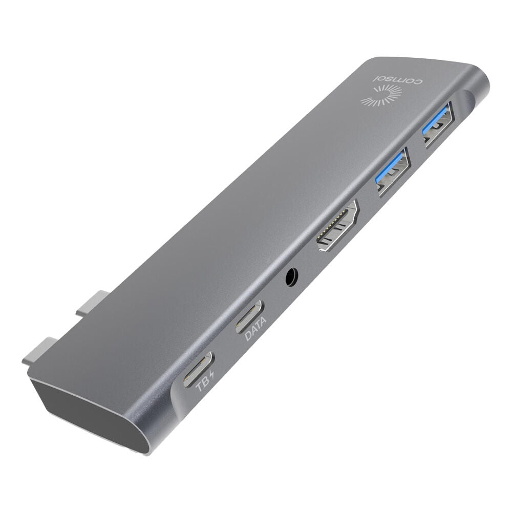 Comsol MacBook HDMI Monitor Computer 6 Port Docking Station Silver