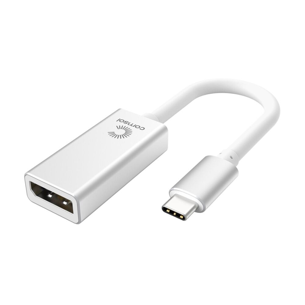 Comsol USB-C to DisplayPort Monitor Computer Adaptor Cable Silver