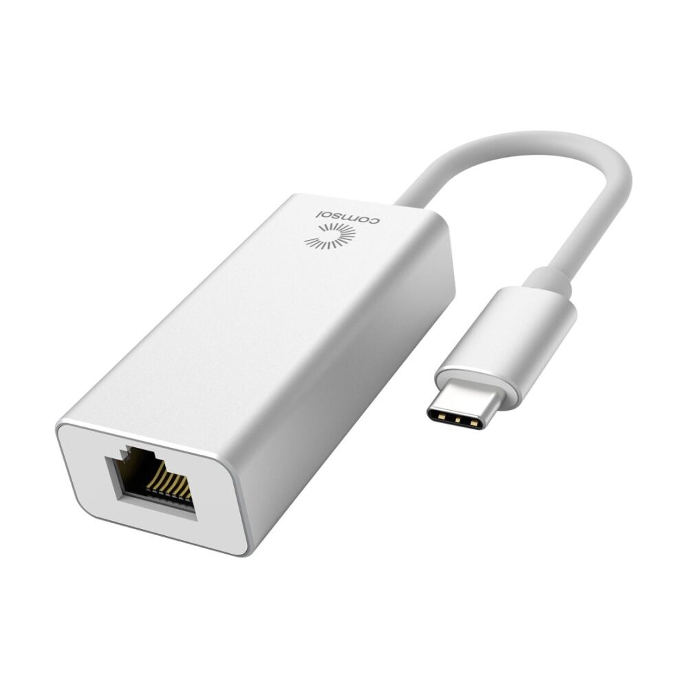 Comsol USB-C to Gigabit Ethernet Monitor Computer Adaptor Silver