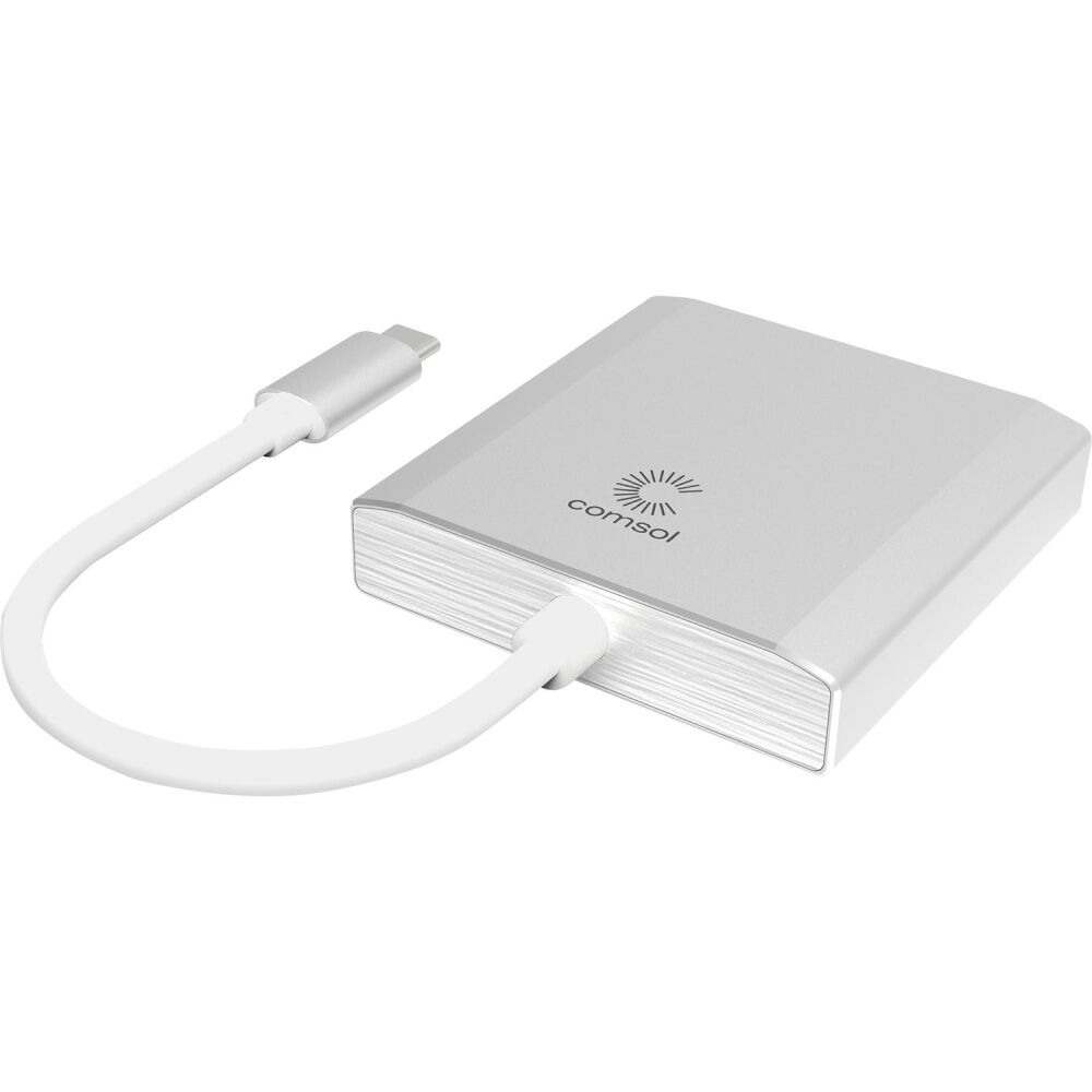 Comsol USB-C to Dual 4K HDMI Monitor Computer Adaptor Silver