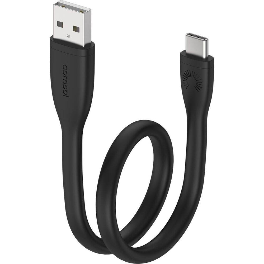 4PK Comsol USB-A To USB-C Silicone Data Transfer Charge Cable Black 25cm