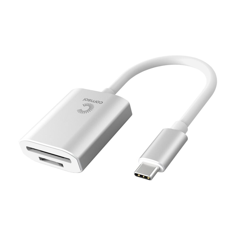 Comsol USB-C to SD Card Reader Monitor Computer Adaptor Silver