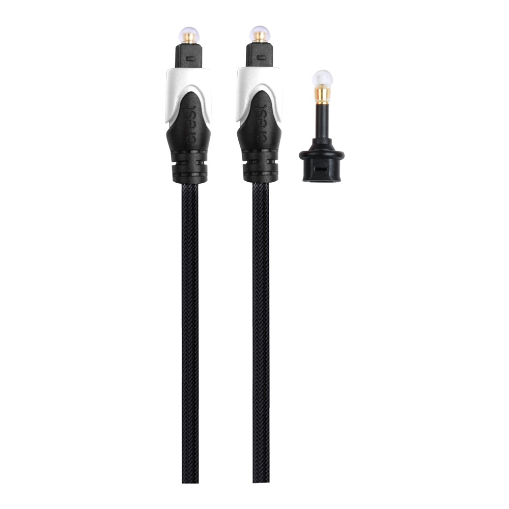 3PK Crest Digital Optical Toslink Cable Gold Plated Braided W/ Mini Adapter 1.5m