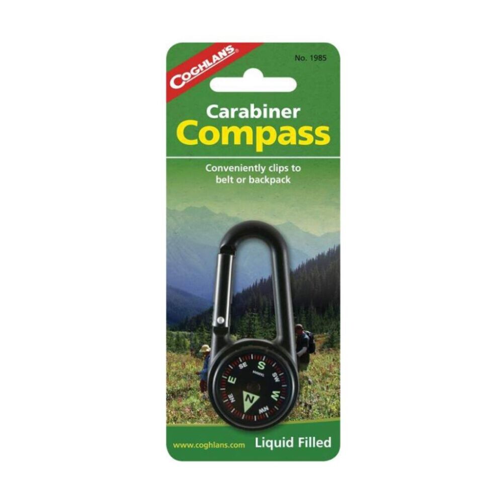 2PK Coghlans Carabiner Compass Liquid Filled Aluminium Durable Luminous Markers