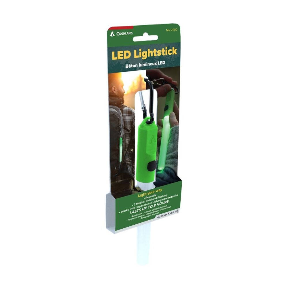 Coghlans LED Lightstick Reusable Flashing Solid Light Outdoor Green