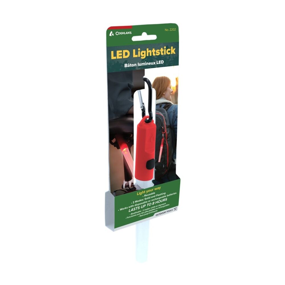 Coghlans LED Lightstick Reusable Flashing Solid Light Outdoor Red