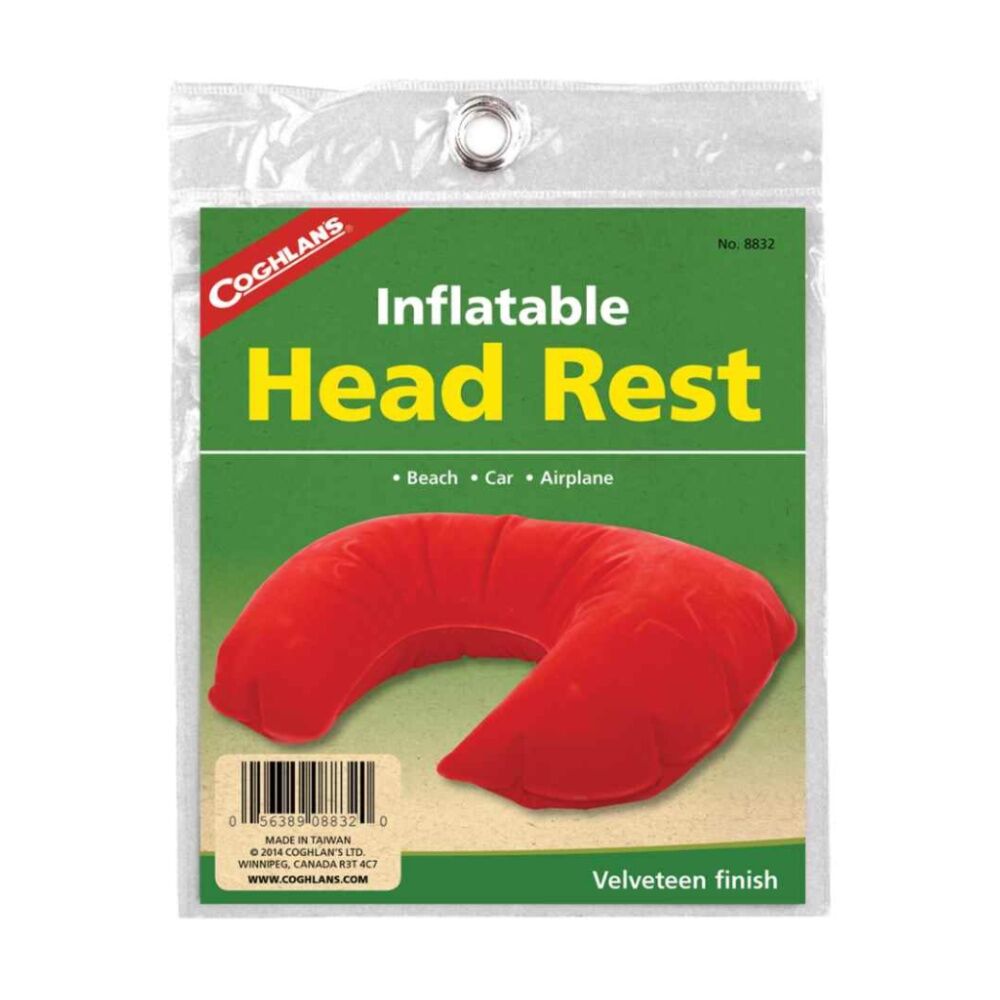 4PK Coghlans Inflatable Head Rest Soft Velveteen Finish Travel Comfort Pillow