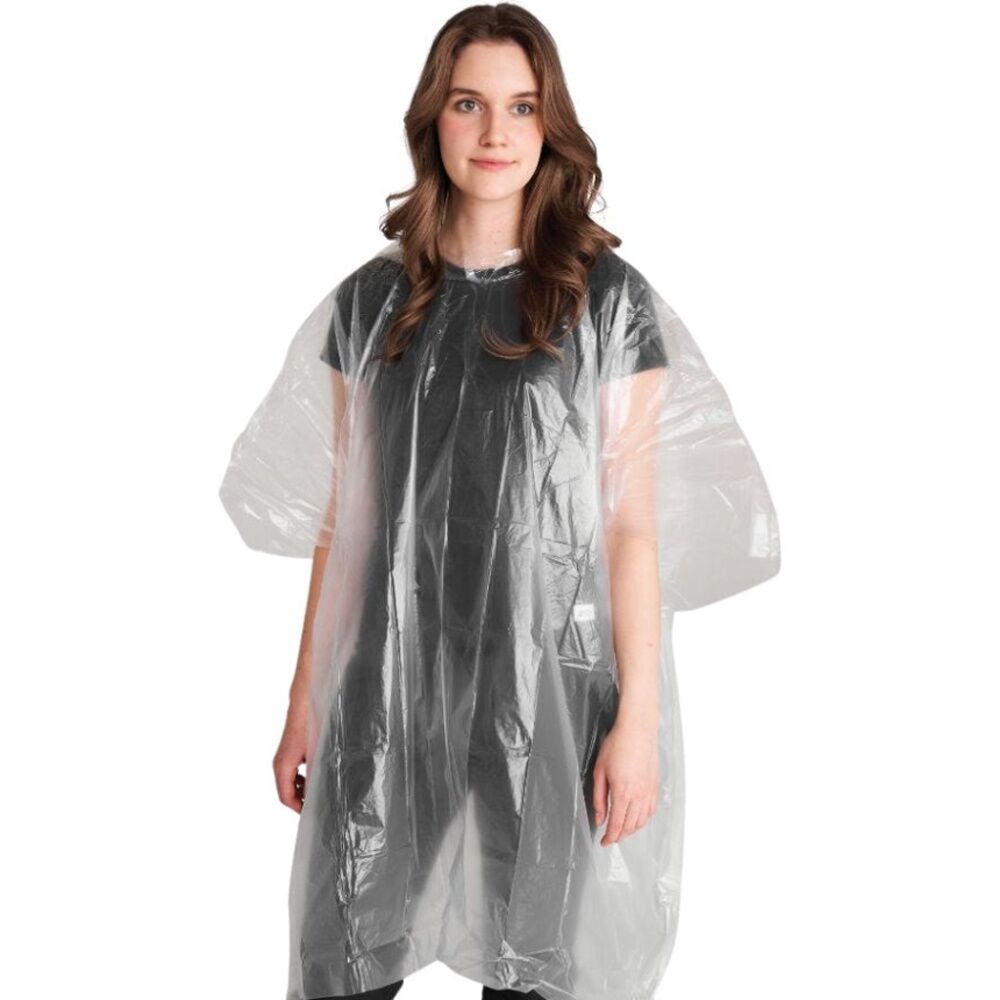50pc Coghlans Emergency Wet Weather Poncho Clear Polyethylene Waterproof