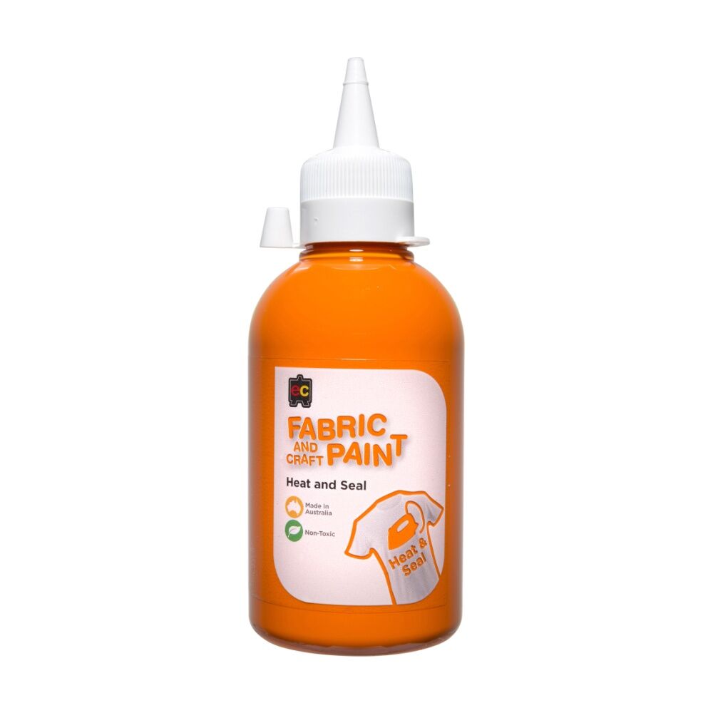 6PK Educational Colours Fabric & Craft Kids Art Paint Orange 250ml 3y+