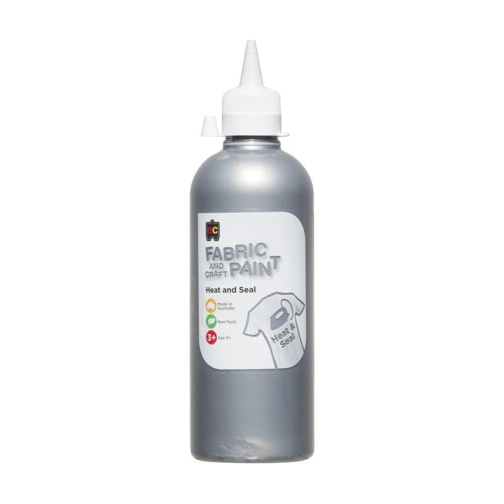 2PK Educational Colours Fabric & Craft Kids Art Paint Silver 500ml 3y+