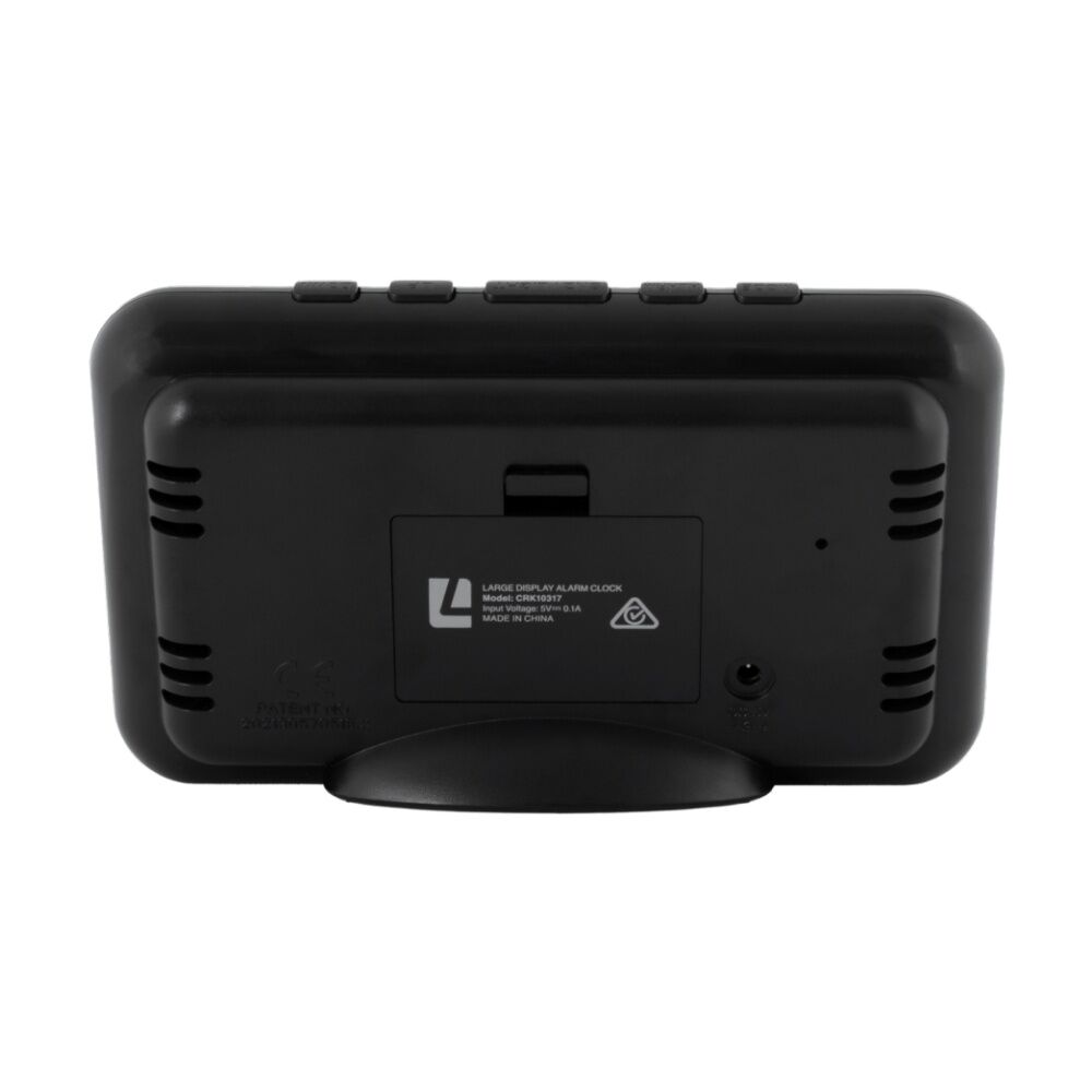 2PK Liquid Ears Large Display Alarm Clock Date USB Battery Power Dimmable Black