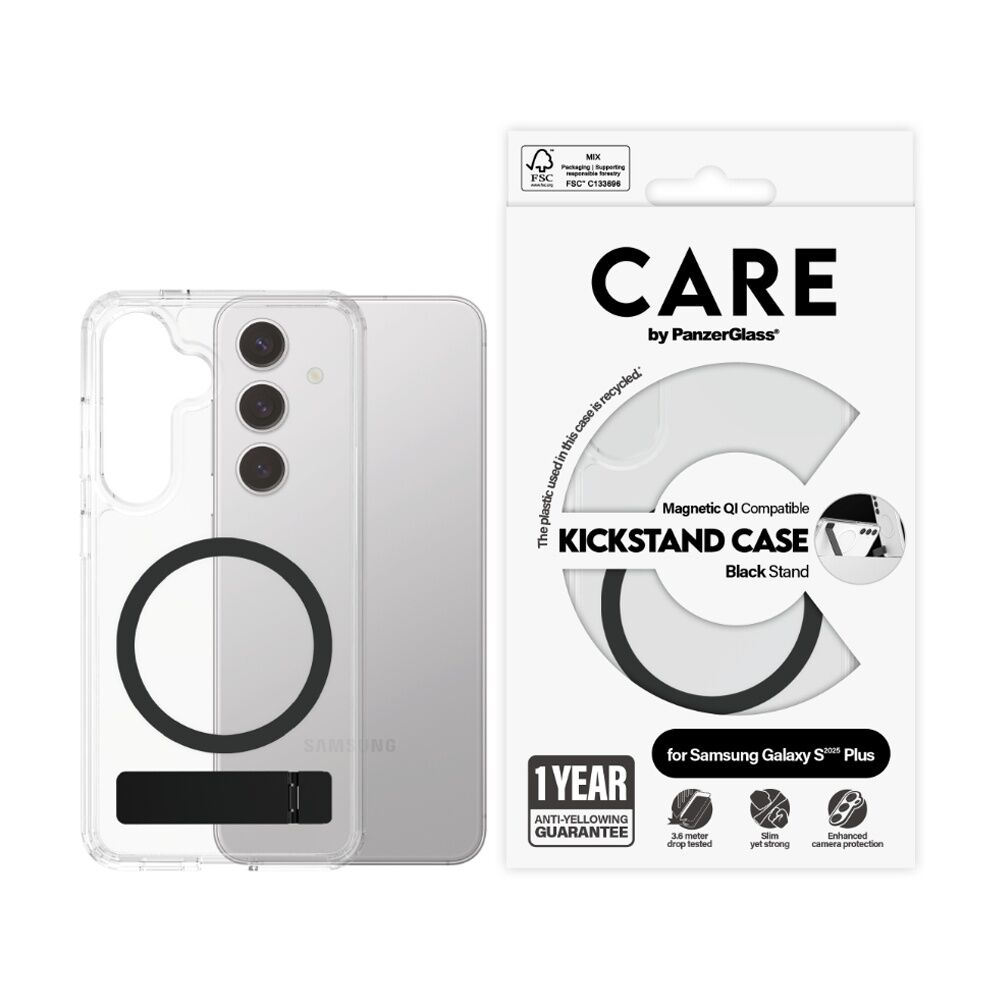 Panzer Kickstand Mag Case - Samsung GS25+ Hands-Free Viewing Clear/Black