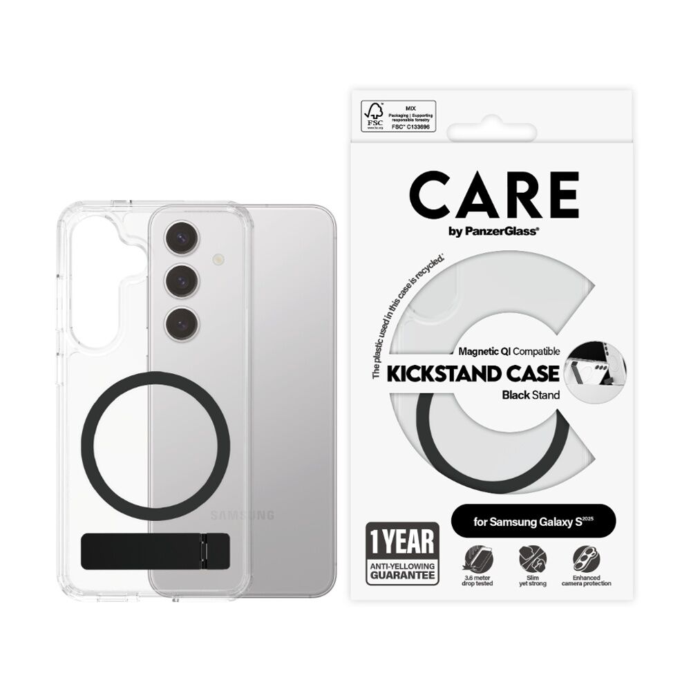Panzer Kickstand Mag Case - Samsung GS25 Drop Test Phone Clear/Black