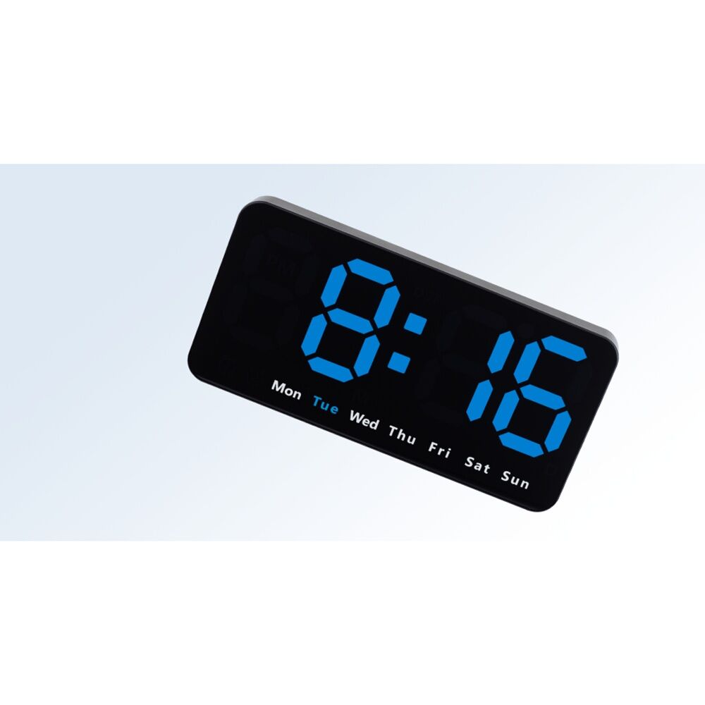 2PK Liquid Ears Large Display Alarm Clock Dual Alarms Dimmable USB Powered Black