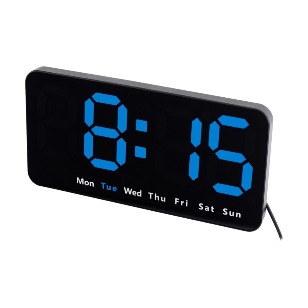 2PK Liquid Ears Large Display Alarm Clock Dual Alarms Dimmable USB Powered Black