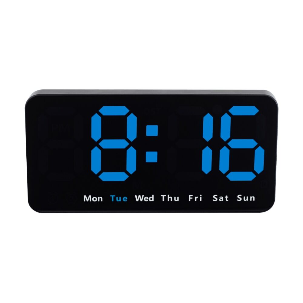 2PK Liquid Ears Large Display Alarm Clock Dual Alarms Dimmable USB Powered Black