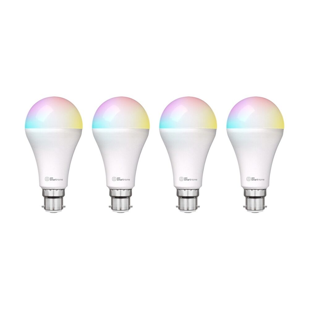 4pc Laser Connect 10W Smart RGB Light Bulb B22 Colour Changing LED Set