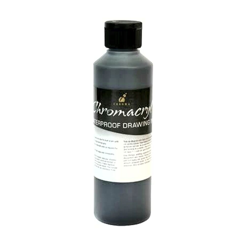 2PK Chromachryl Waterproof Art Craft Artist/Student Drawing Ink 250mL Black