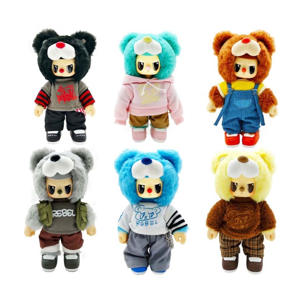 4PK Centel Pop Cuppo Rebel Bear Movable Street Series Blind Box Assorted 7"
