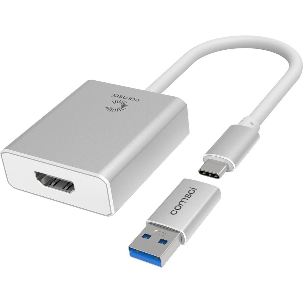 Comsol USB to HDMI Universal Monitor Computer Adaptor 1080p Silver