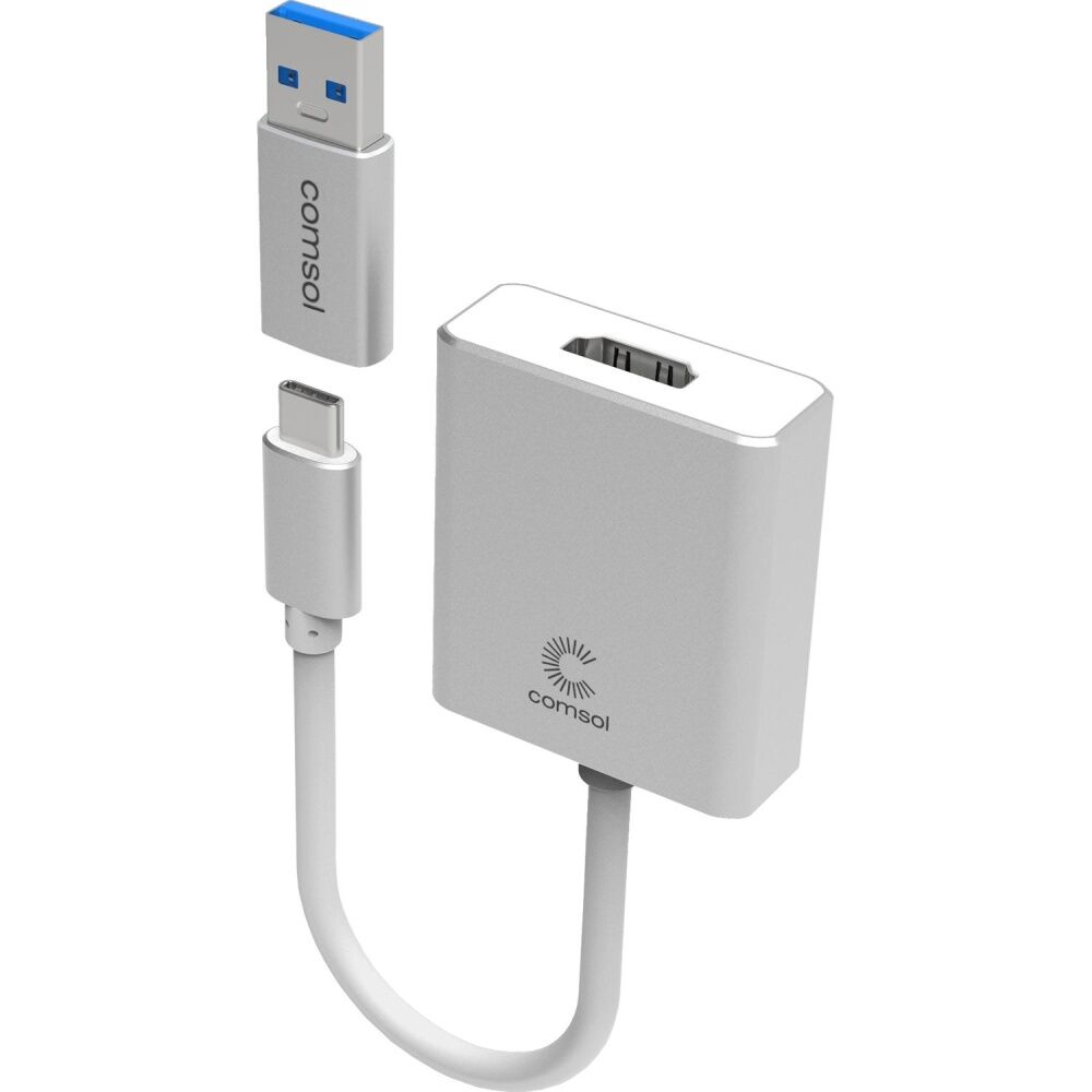 Comsol USB to HDMI Universal Monitor Computer Adaptor 1080p Silver