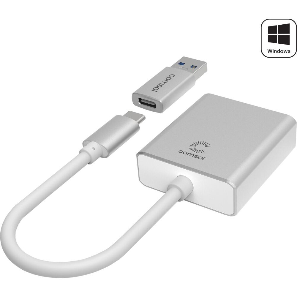 Comsol USB to HDMI Universal Monitor Computer Adaptor 1080p Silver