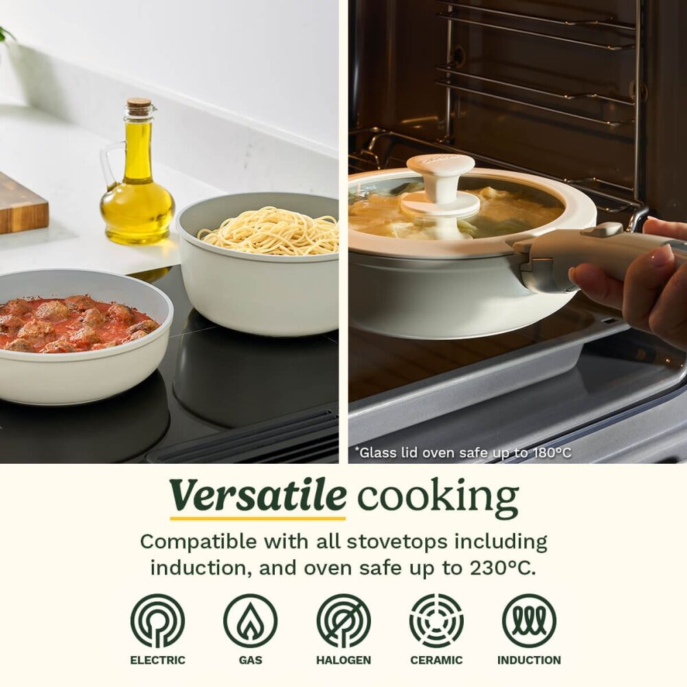 10pc Cuisinart ClickSmart NonStick Detachable Handle Cookware Set Taupe
