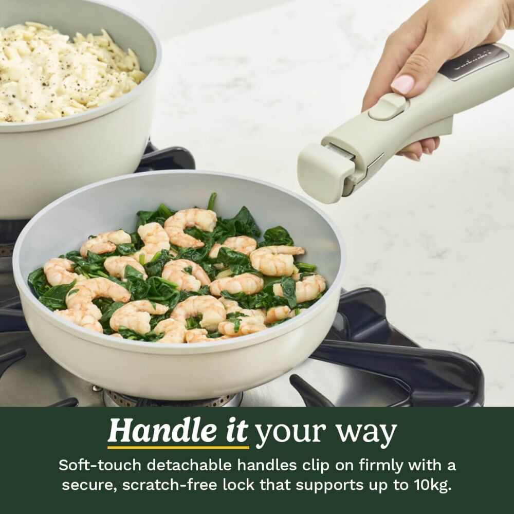 10pc Cuisinart ClickSmart NonStick Detachable Handle Cookware Set Taupe