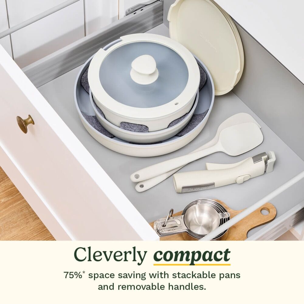 10pc Cuisinart ClickSmart NonStick Detachable Handle Cookware Set Taupe