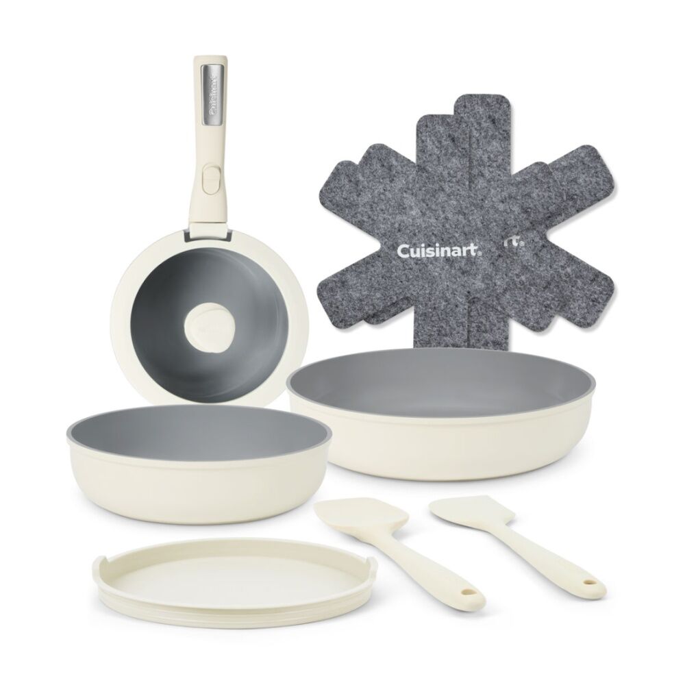 10pc Cuisinart ClickSmart NonStick Detachable Handle Cookware Set Taupe