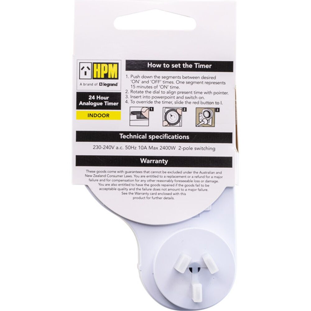 2PK Hpm 24 Hour Analogue Timer Electrical HPM Plug-in Security